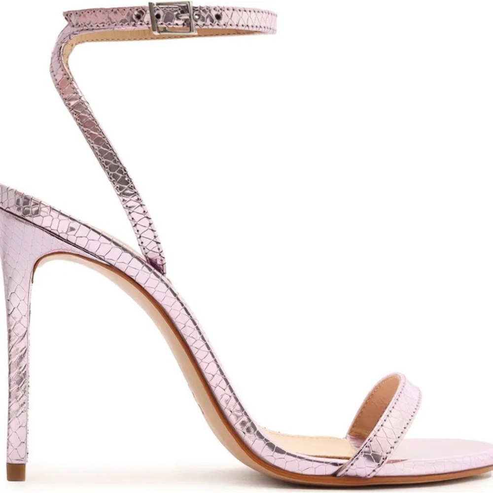 NWT - Joenn Snake-Embossed Metallic Leather Sandals